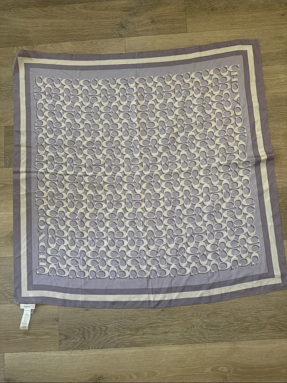 100% silk Coach Signature Print Square Scarf